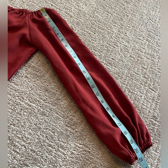 Aritzia Wilfred Eleanora Off-Shoulder Burgundy/Red Blouse, Long Sleeve Sz. Small - Picture 10 of 15